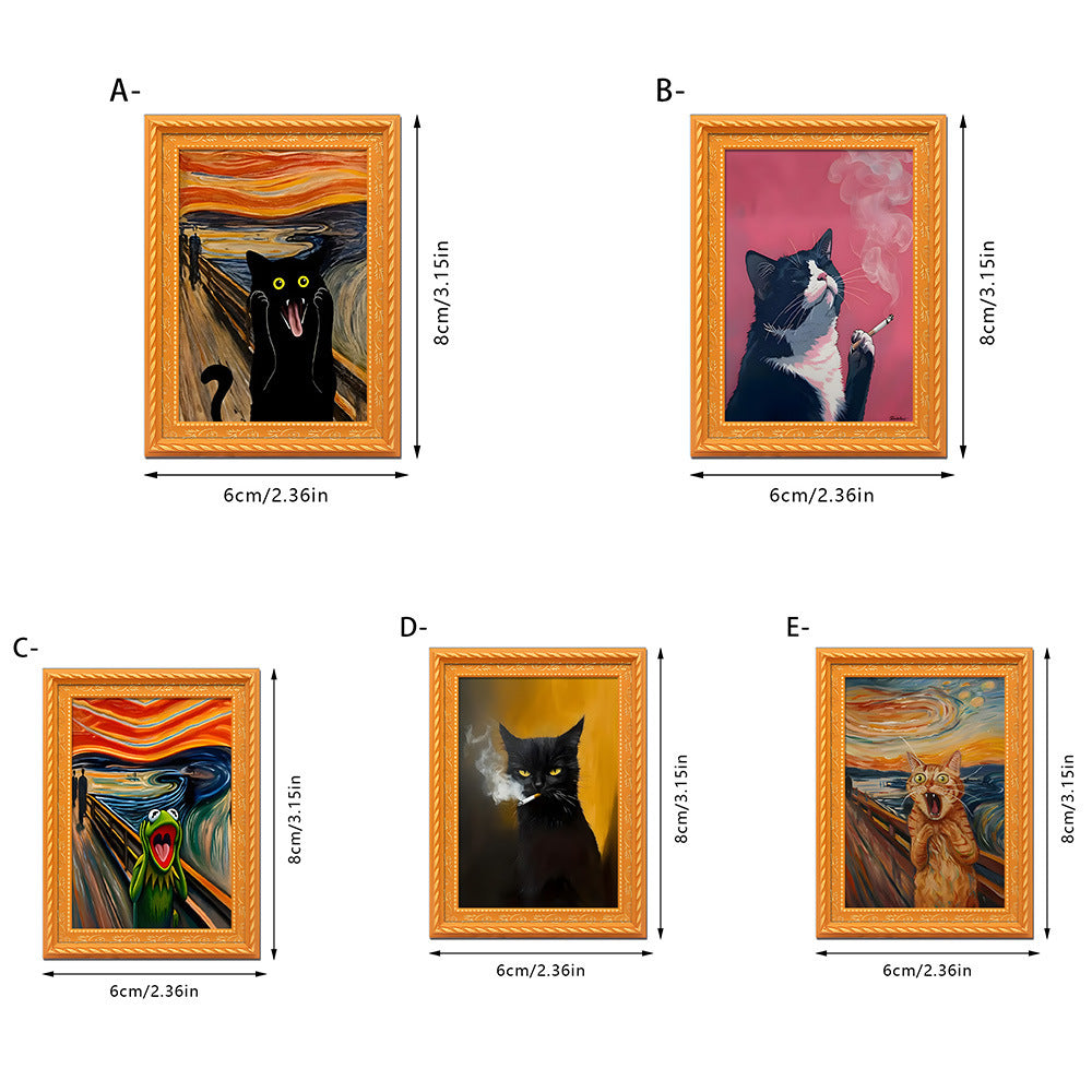 Wholesale Black Cat Series Magnetic Photo Frame Wooden Magnetic Fridge Magnet